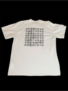 Sacai White Short-Sleeve Tee with Black Concentric Grid